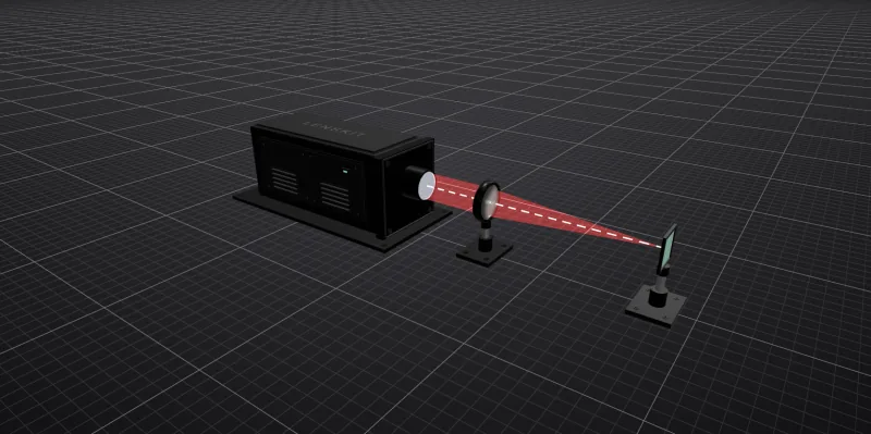 Layout of the simple lens starter system with rays converging to focus.