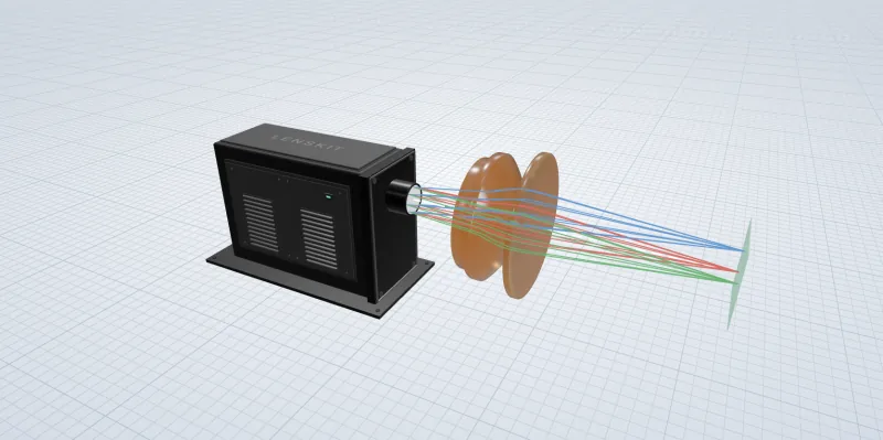 Layout of the three element scan lens starter system designed for 10.6 µm.